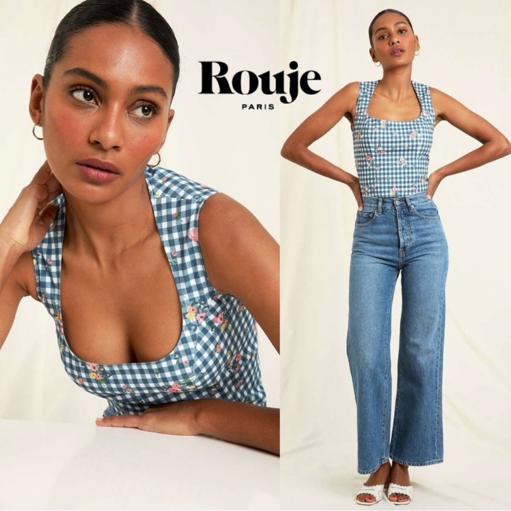 NWT Rouje Paris Mathis Tank gingham print size 36 4 cotton top